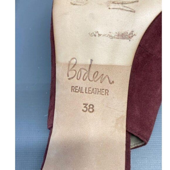 Boden Lena EY 38 Burgundy Suede Pointed Toe Slingback Heels - Picture 6 of 8